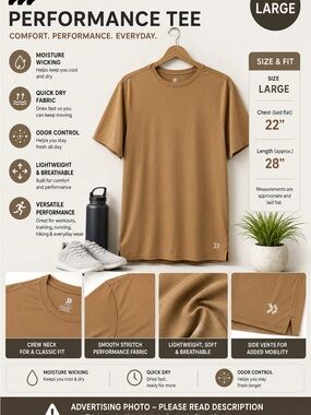 all in motion Men's Performance Tee in Brown